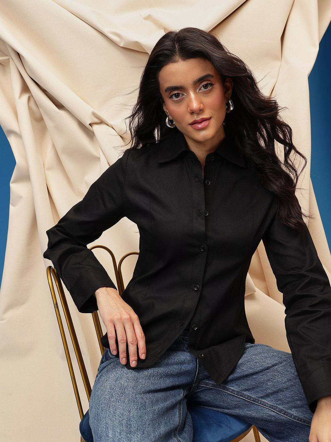 The Roadster Lifestyle Co Spread Collar Oxford Slim-Fit Shirt