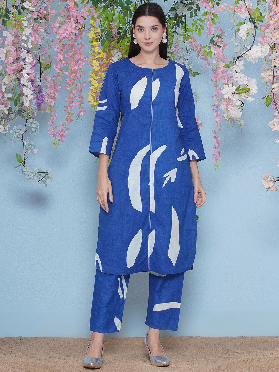 LABEL KASHI Women Abstract Printed Pure Cotton Kurta Set