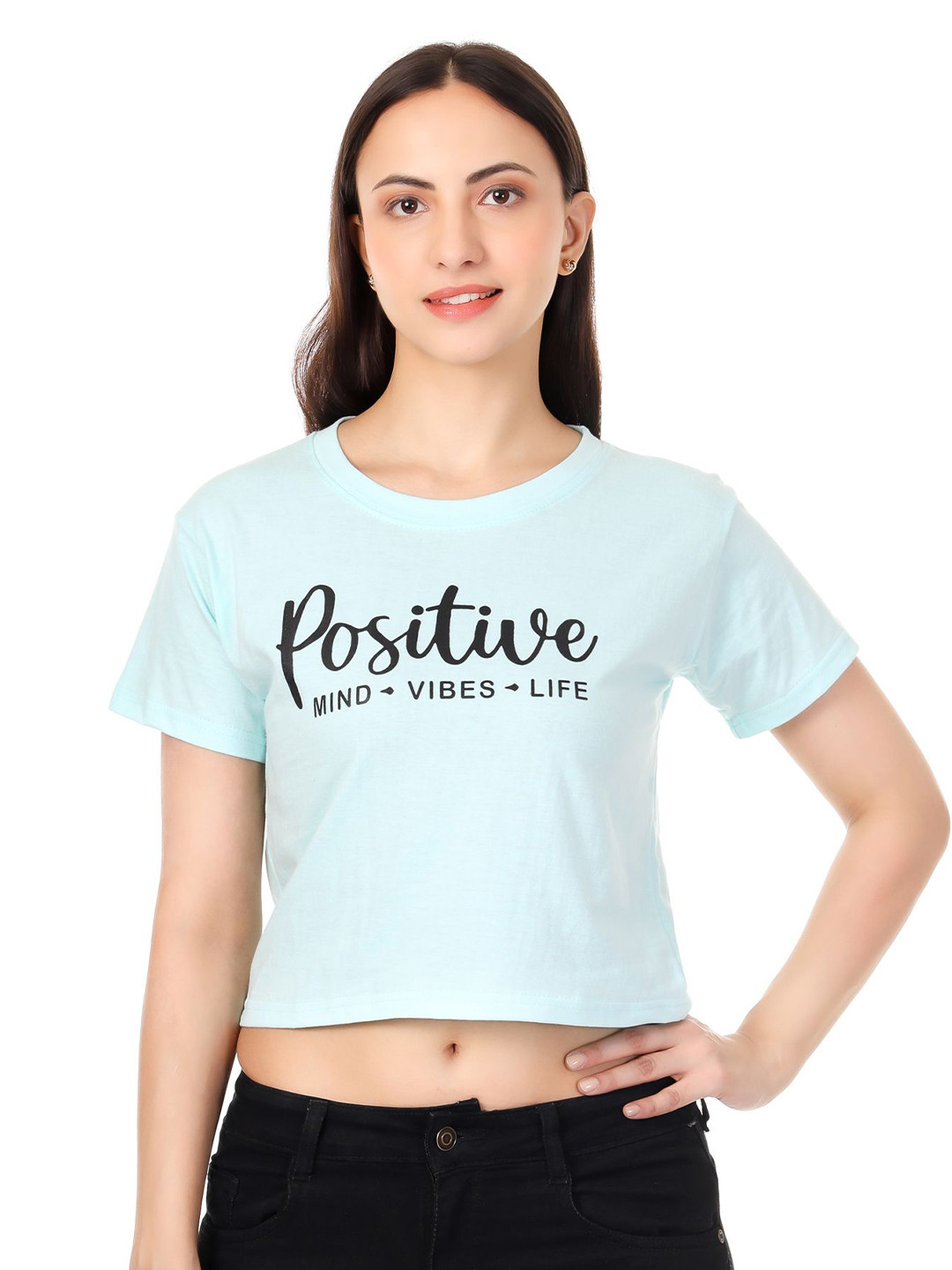 LOVO Girls Typography Printed Crop T-shirts