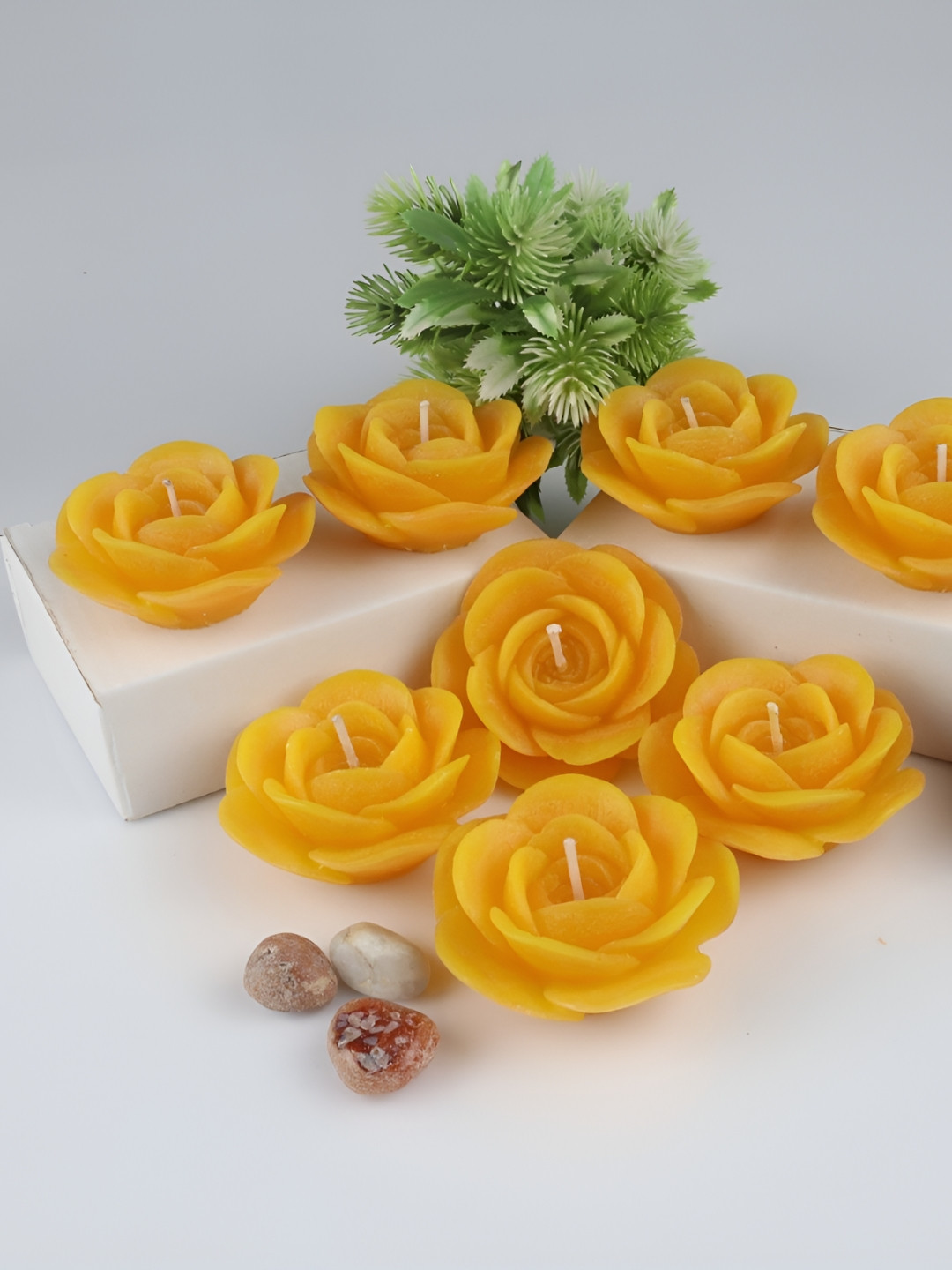 Shraddha Creation Lilac Fragrance, Floating Rose, YellowColor Home Decor 8Pcs Scented Candles