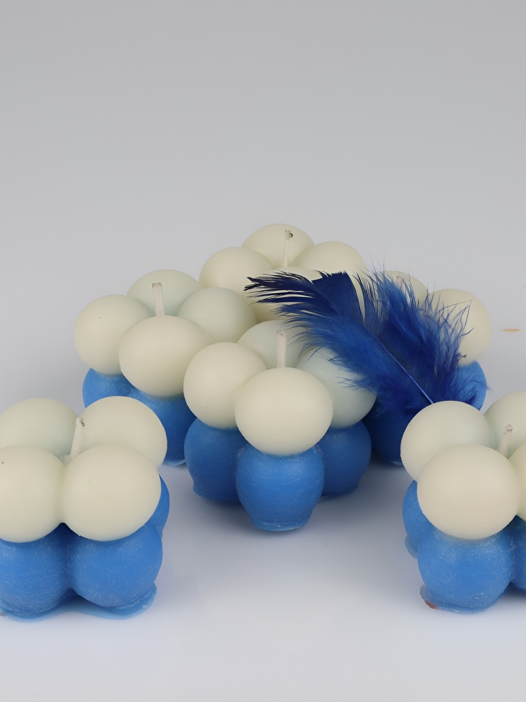 Shraddha Creation Bubble Candle, Sky Blue & White Color Home Decor 6Pcs Scented Tea Light Candles