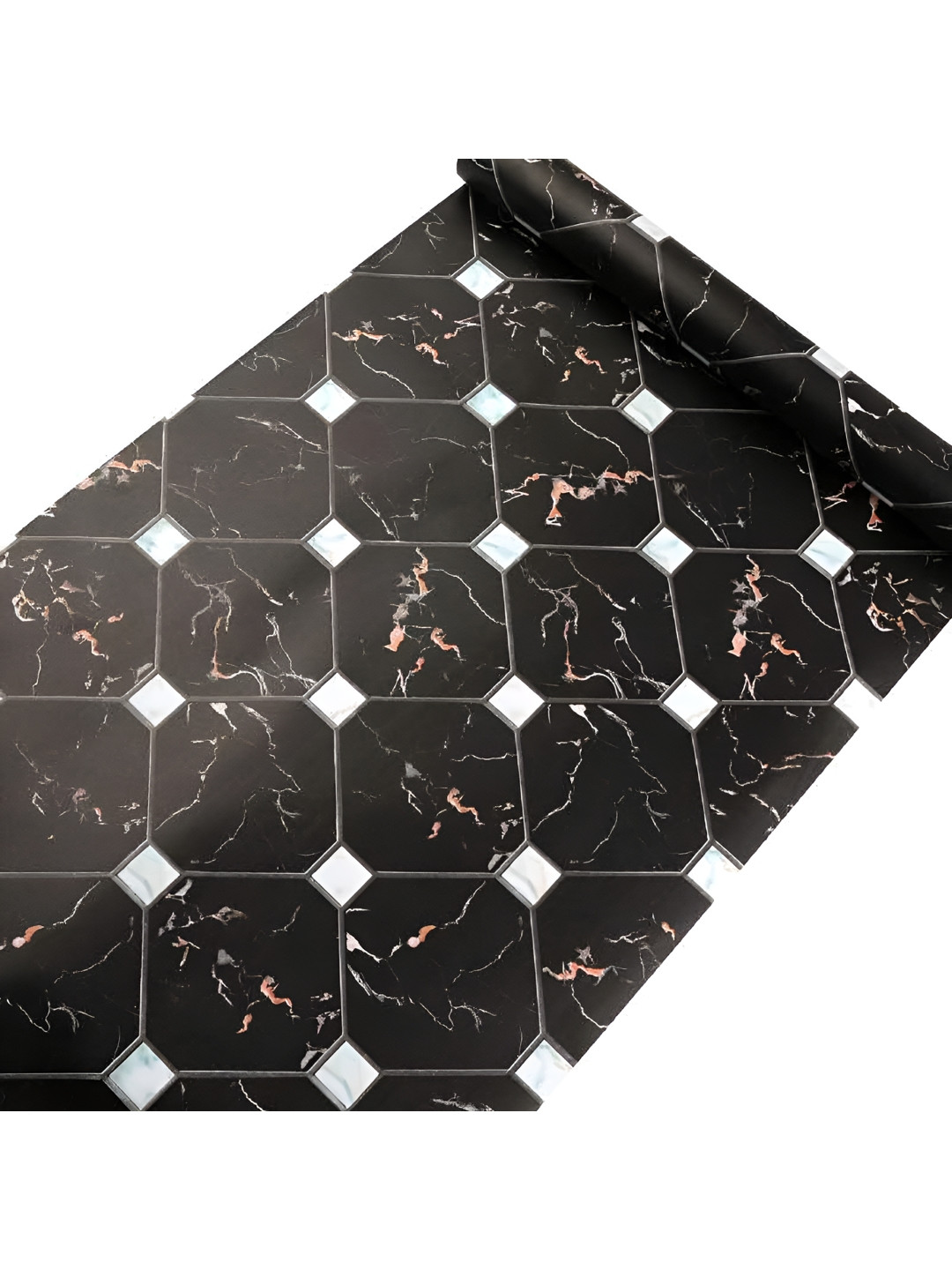 INDIAN ROYALS Black Marble Tiles Printed Self-Adhesive Wall Sticker