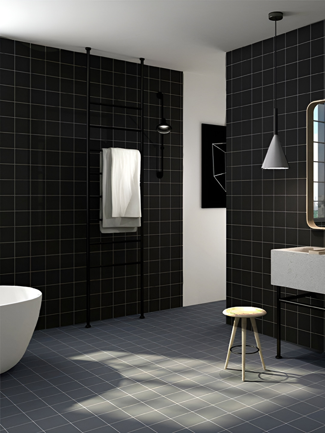 INDIAN ROYALS Black Checked Design Printed Self-Adhesive & Durable Wall Sticker