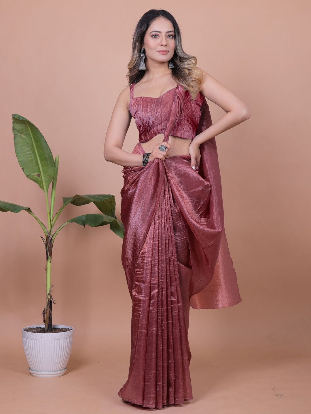 Anneca Crush Shimmer Tissue Saree