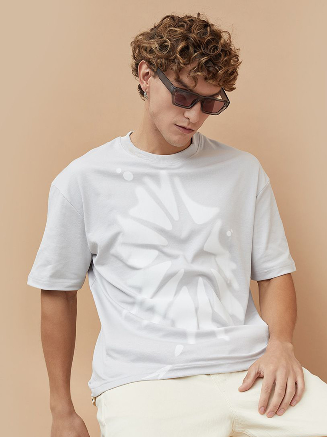Bossini Graphic Printed Drop-Shoulder Sleeves Cotton T-shirt