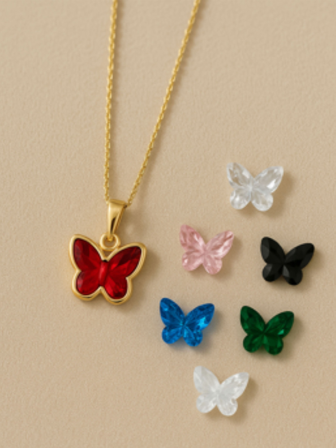 SUBHAGALANKAR Gold-Plated 7 In 1 Butterfly Pendant With Chain