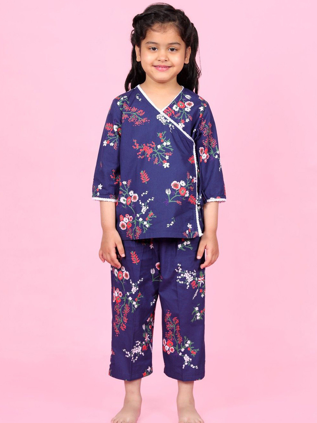 Nenolo Girls Printed Angrakha Night suit