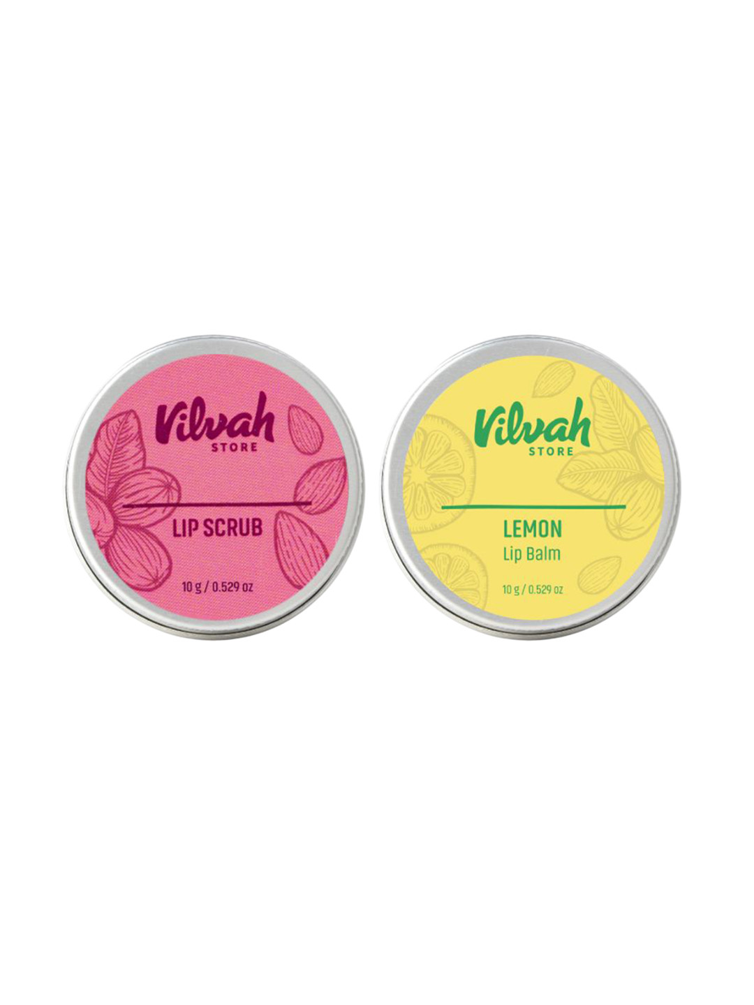 Vilvah Store Set Of 2 Lemon Lip Balm & Lip Scrub - 10g Each