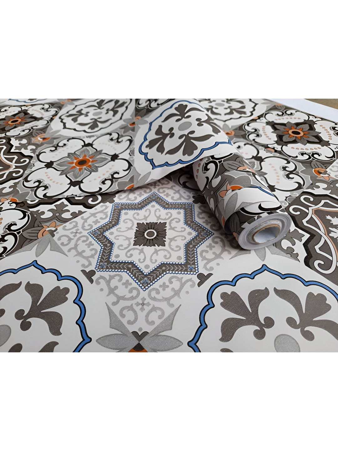 INDIAN ROYALS Blue & Grey Home Dcor Wallpaper Printed Self-Adhesive & Durable Wall Sticker