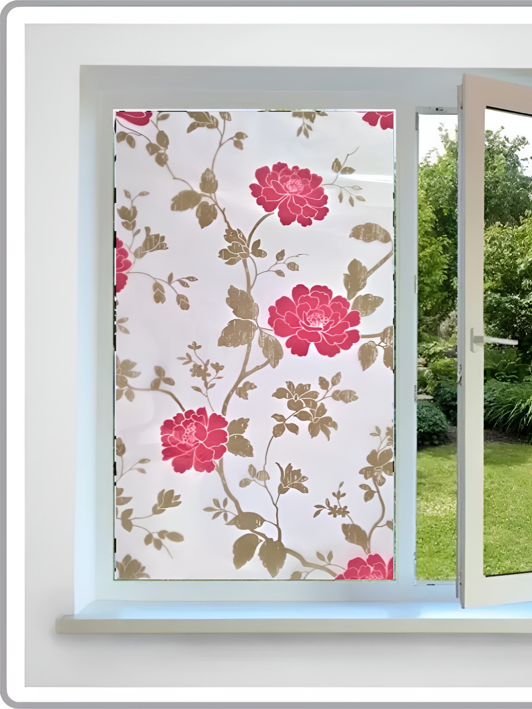 INDIAN ROYALS Pink & Off White Window Printed Self-Adhesive & Durable Window Sticker