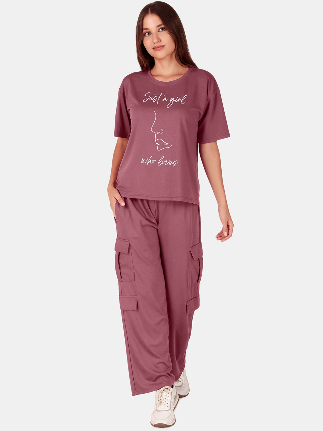 Stem Rope Tencel T-Shirt With Trousers Co-Ords