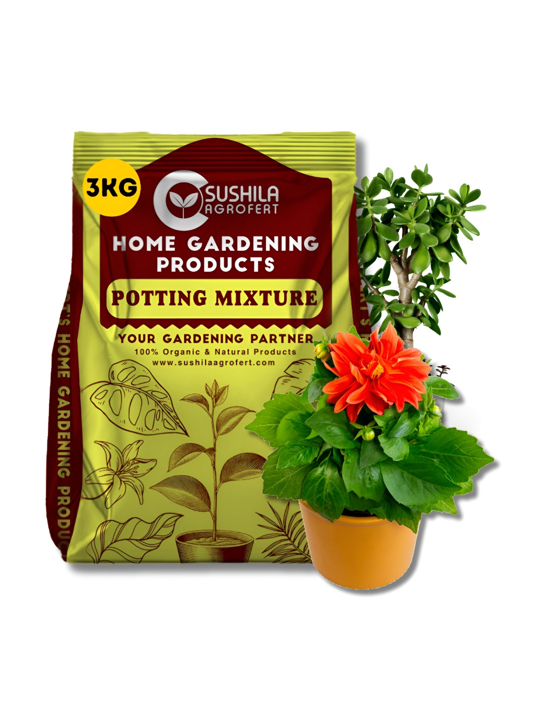 SUSHILA AGROFERT Brown 100% Natural Potting Mix Garden Accessories - 3 Kg