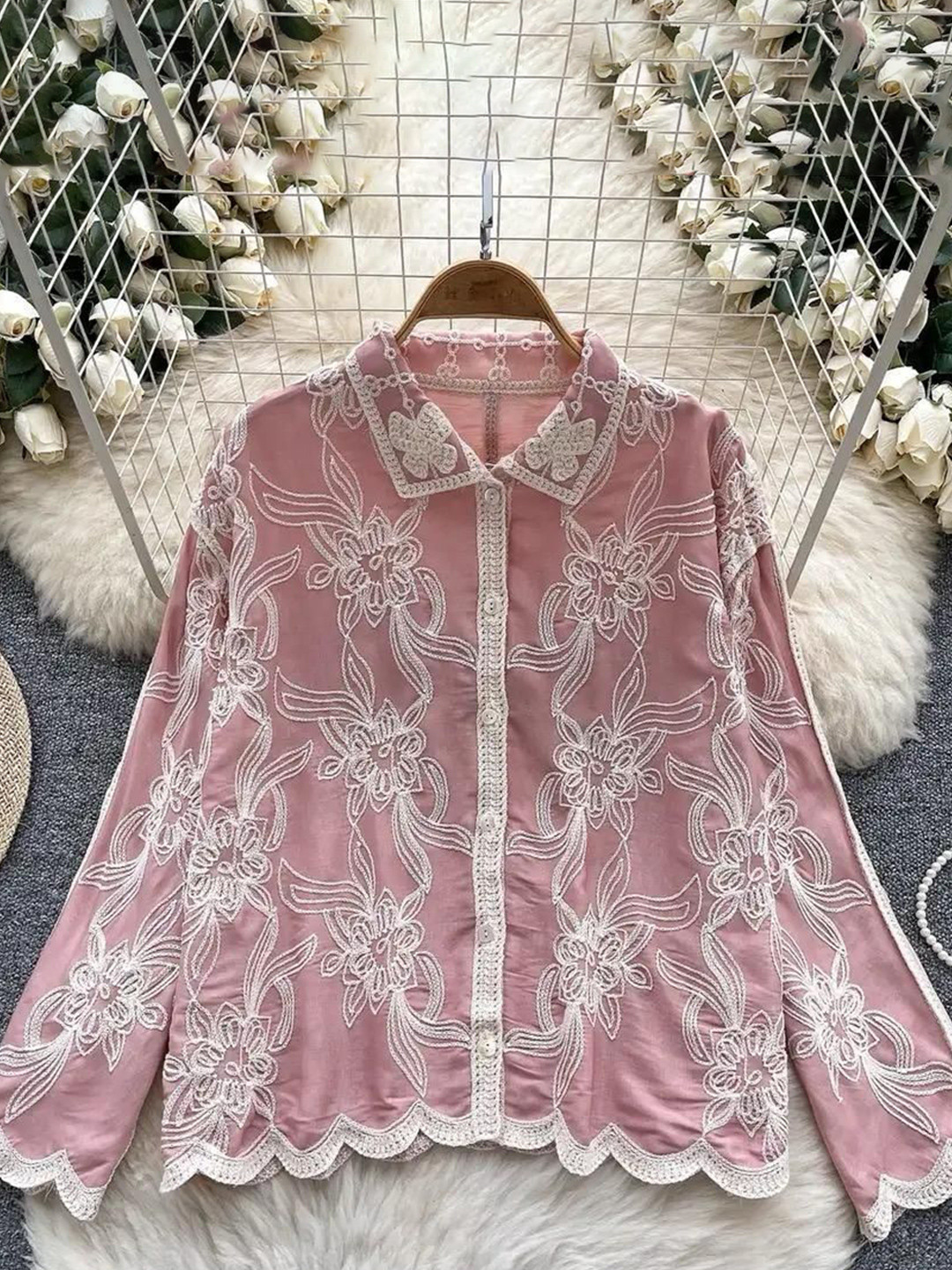 Miss Mosa By Akanksha  Pink Zen Premium Embroidered CottonShirt