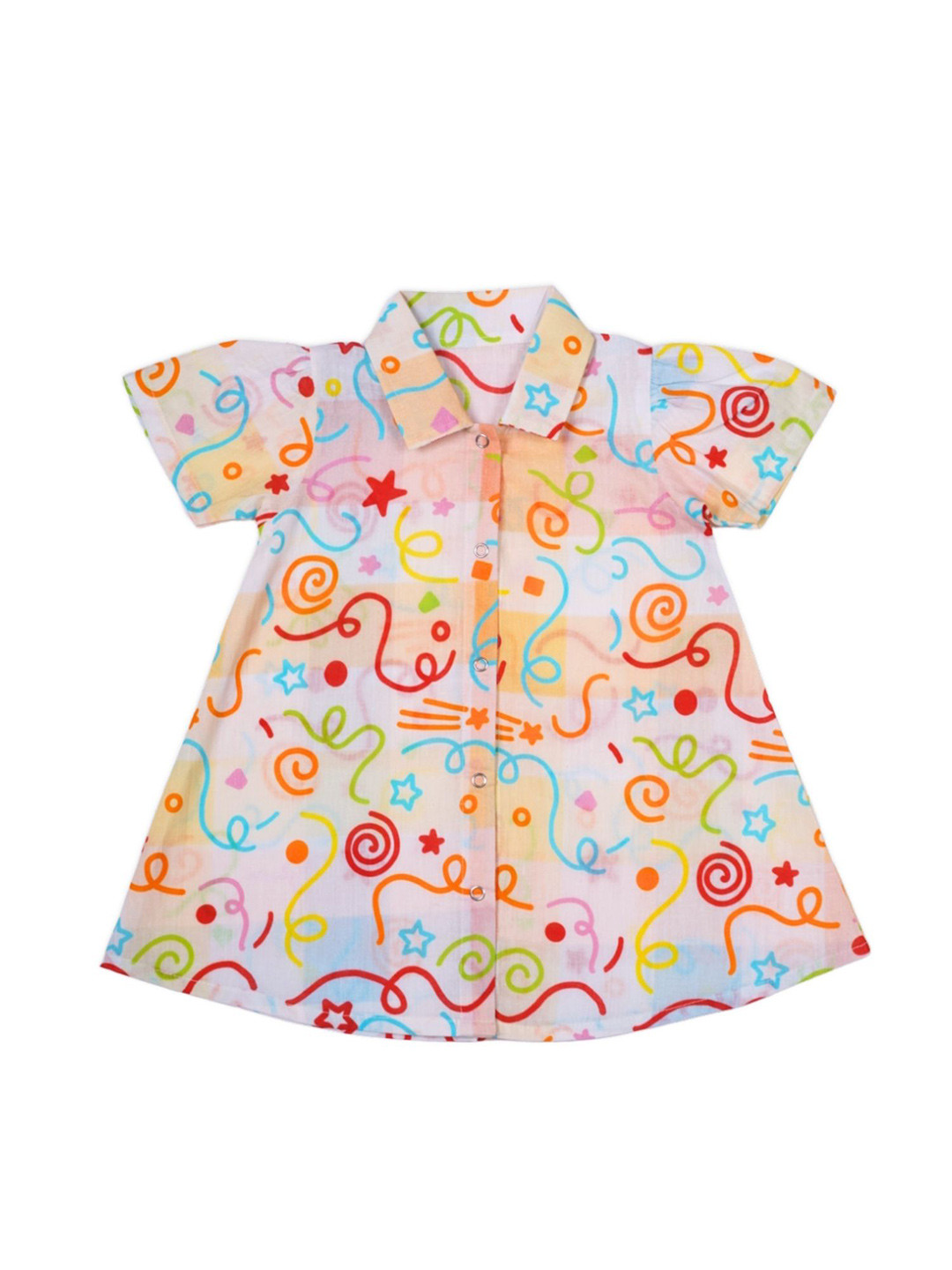 YK Girl Print Shirt Collar Shirt Style Dress