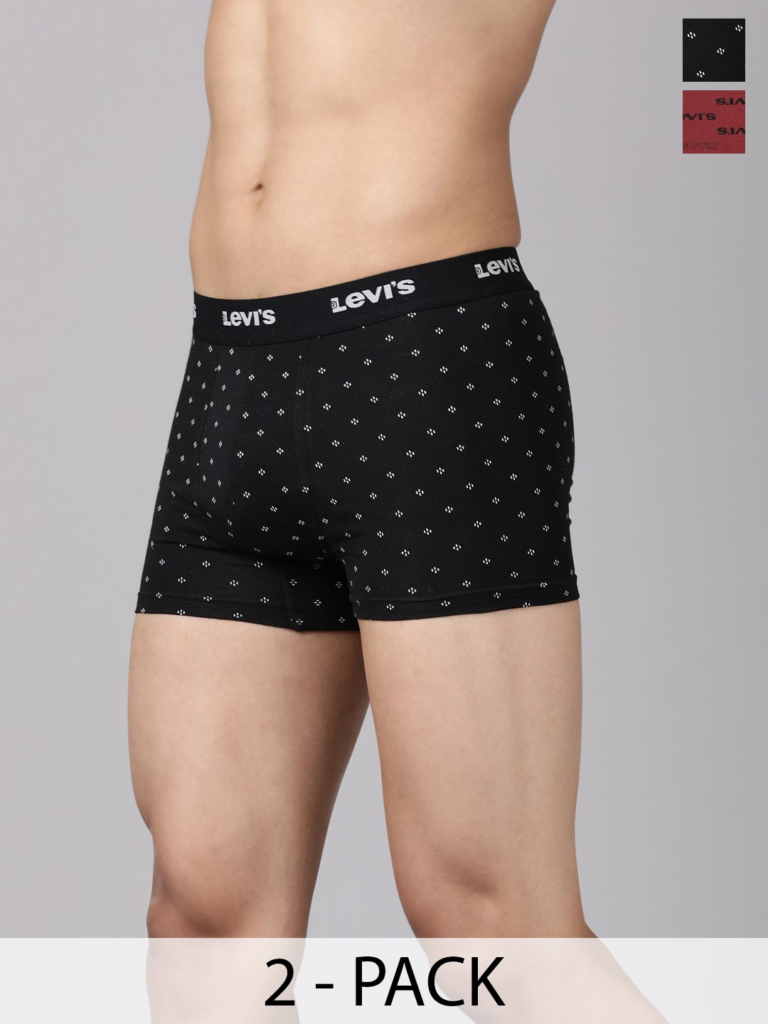 Levi's 022 Men Pack of 2 Cotton Mid Rise Outer Elastic Waistband Designer Trunk