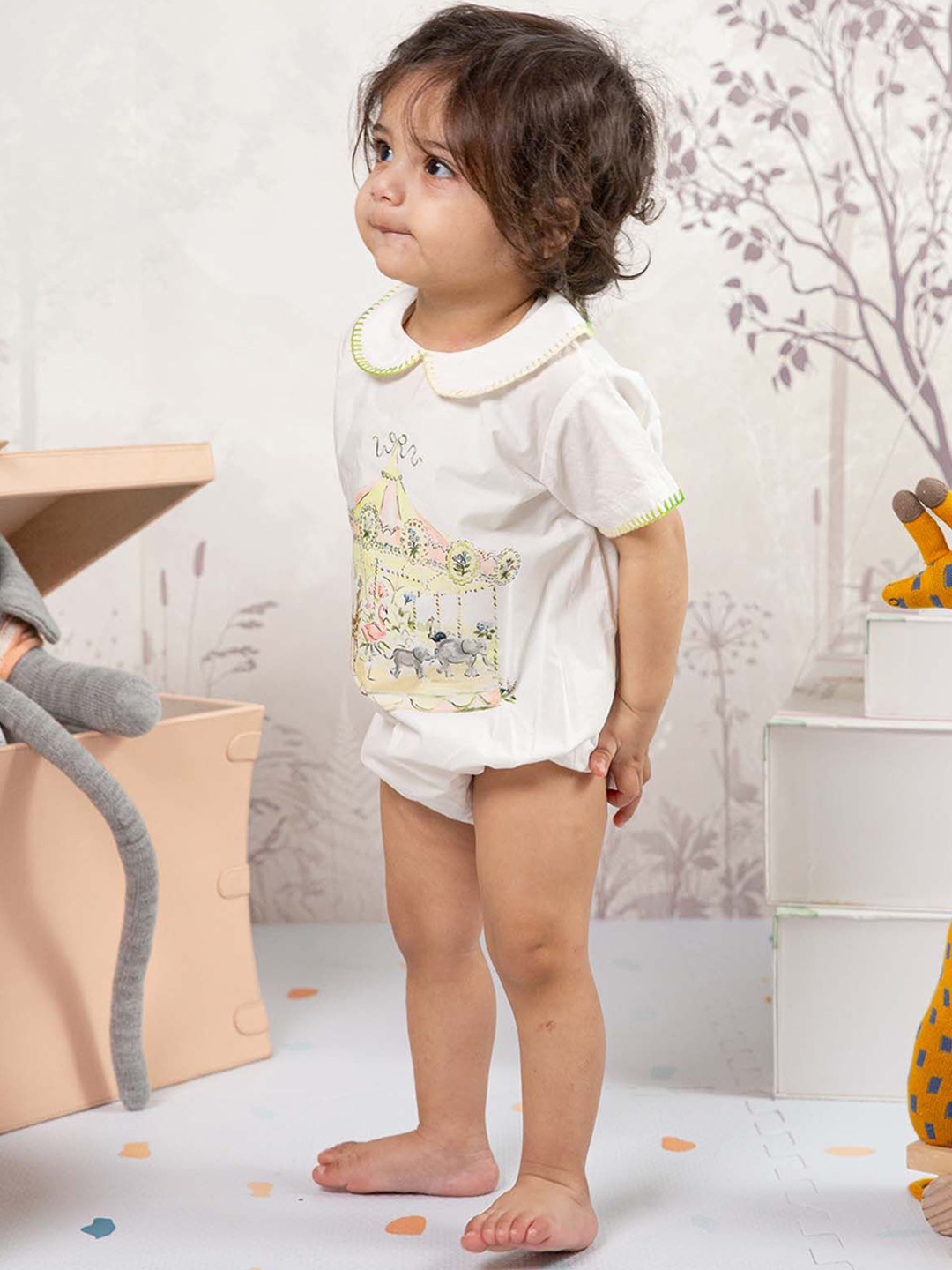 THE BABY TRUNK Infants Girl Floral Printed Organic Cotton Skin-Friendly Bodysuit