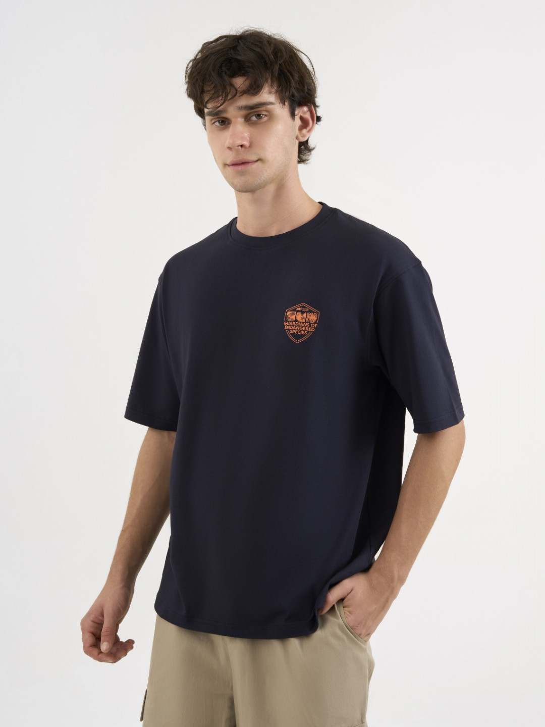 DCYPHR Harpy Eagle Graphic Printed Drop-Shoulder Sleeves Cotton Oversized T-shirt