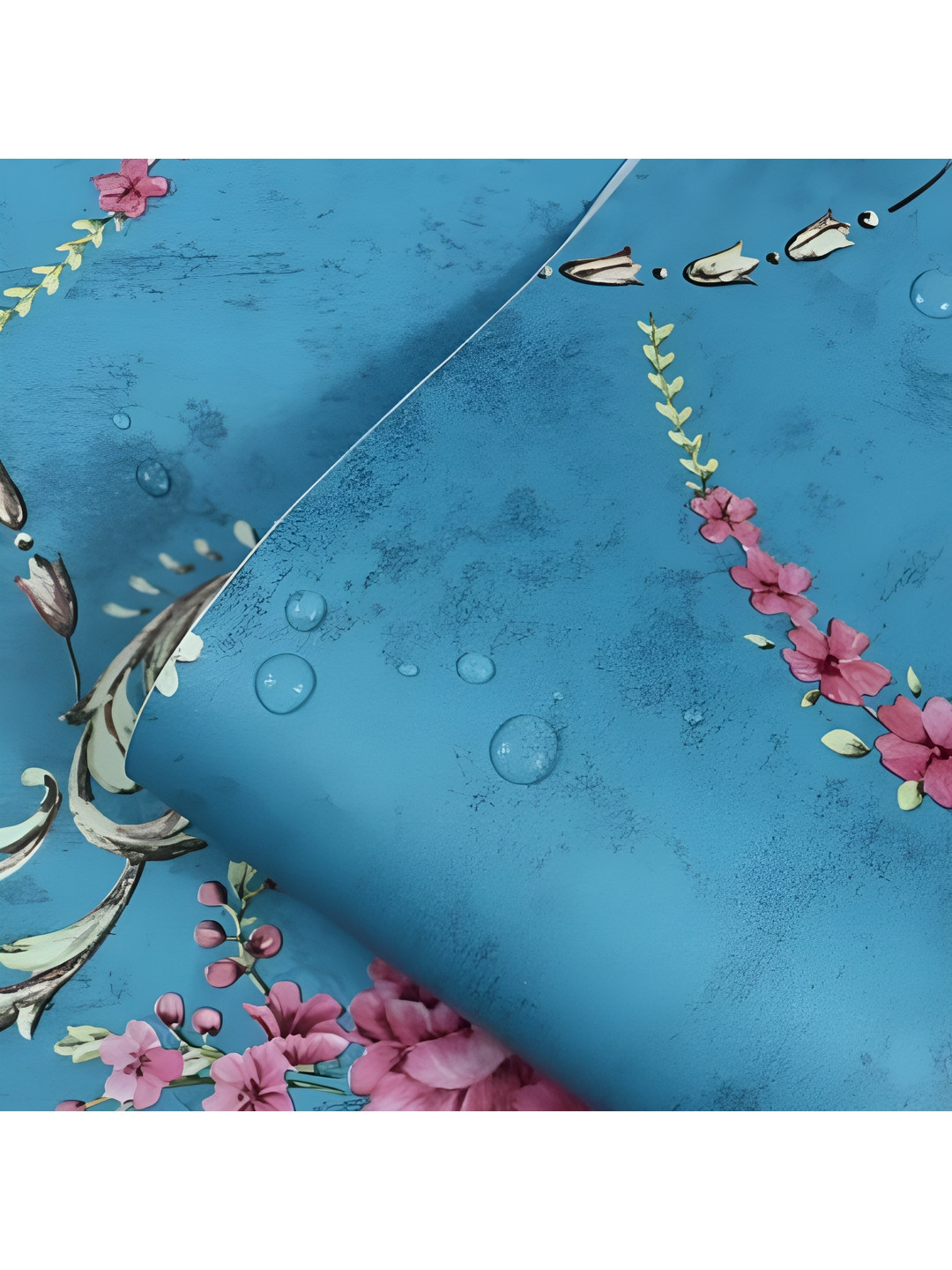 INDIAN ROYALS Blue Floral Printed Self-Adhesive & Durable Wall Sticker