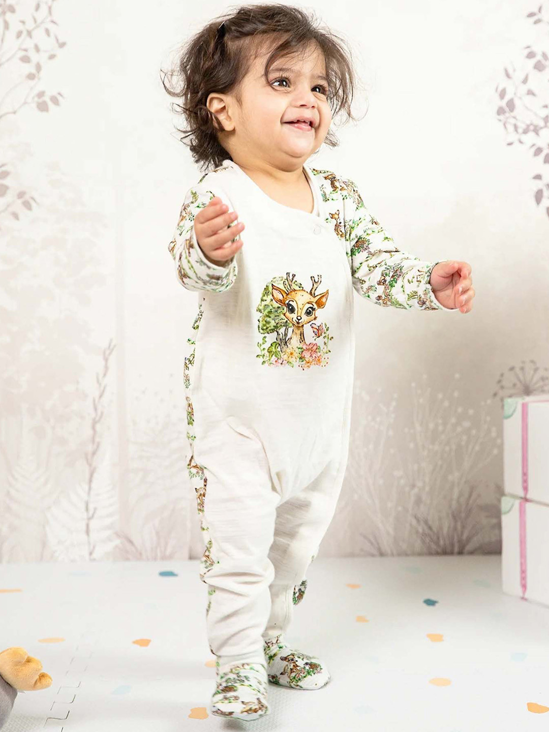 THE BABY TRUNK Boys Bambi Organic Cotton Romper