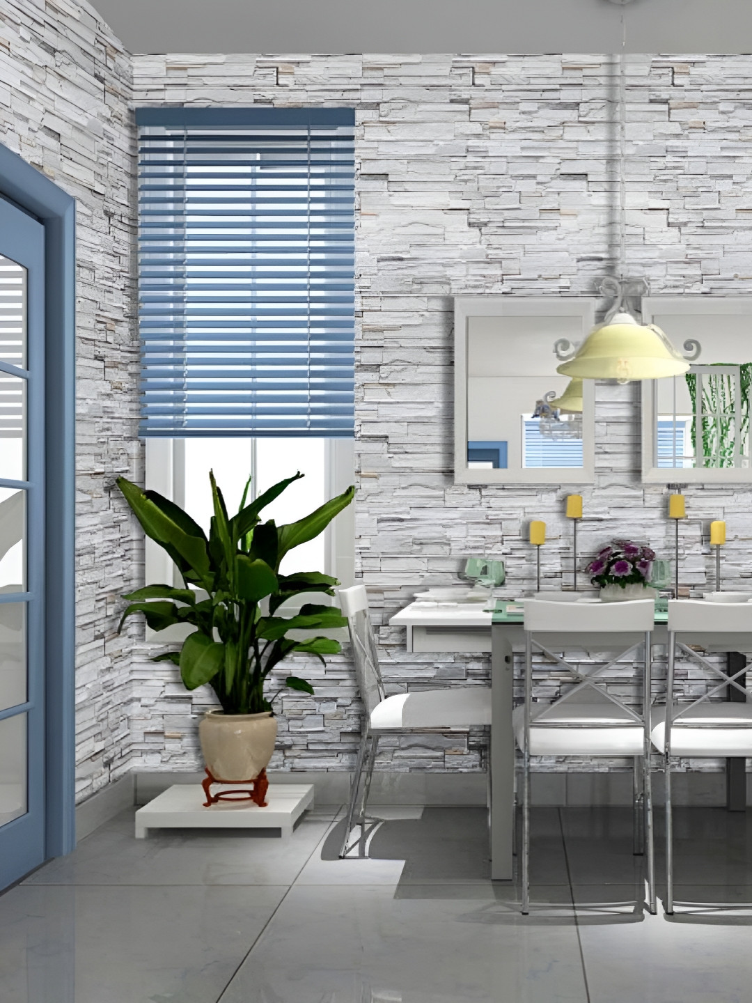 INDIAN ROYALS White Printed Wood Grain Design Waterproof Wall Sticker