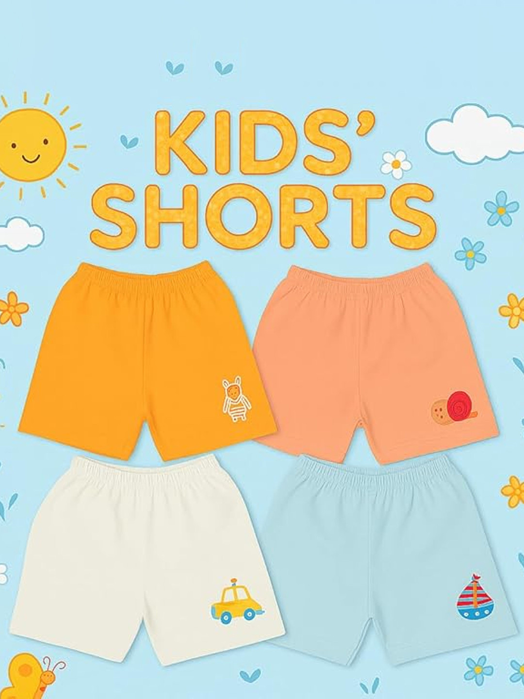 ANGAAKAR CLOTHINGS Unisex Pack of 4 Solid Regular Fit Mid-Rise Shorts