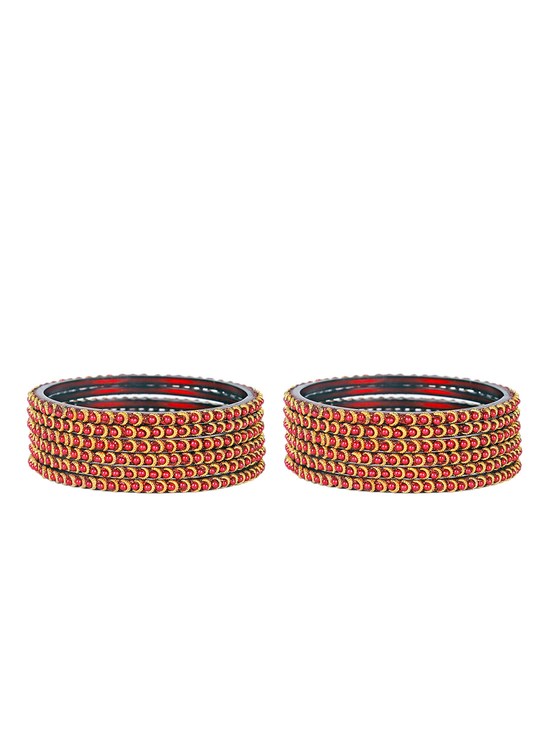 KOTTIAR CREATIONS Set Of 12 Crystal Studded Glass Opal Diamond Bangle