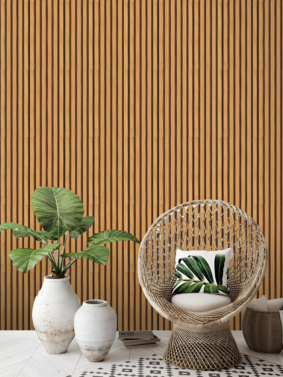 INDIAN ROYALS Brown & Black Stripe Printed Self-Adhesive Wall Sticker