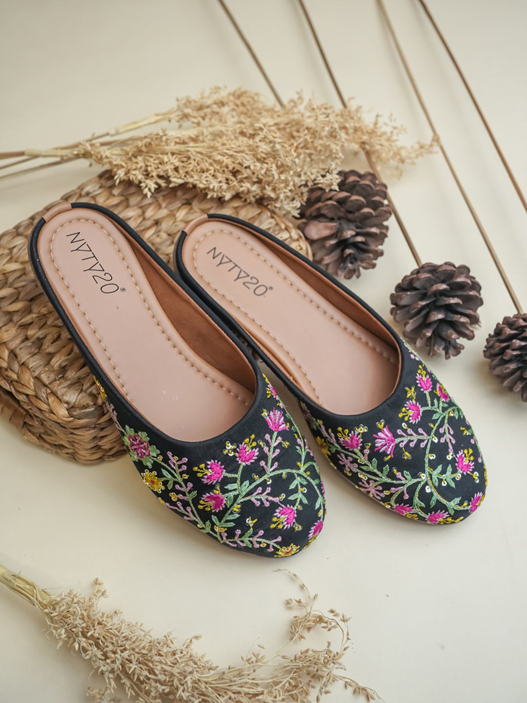 NYTY20 Women Embellished Mules Flats
