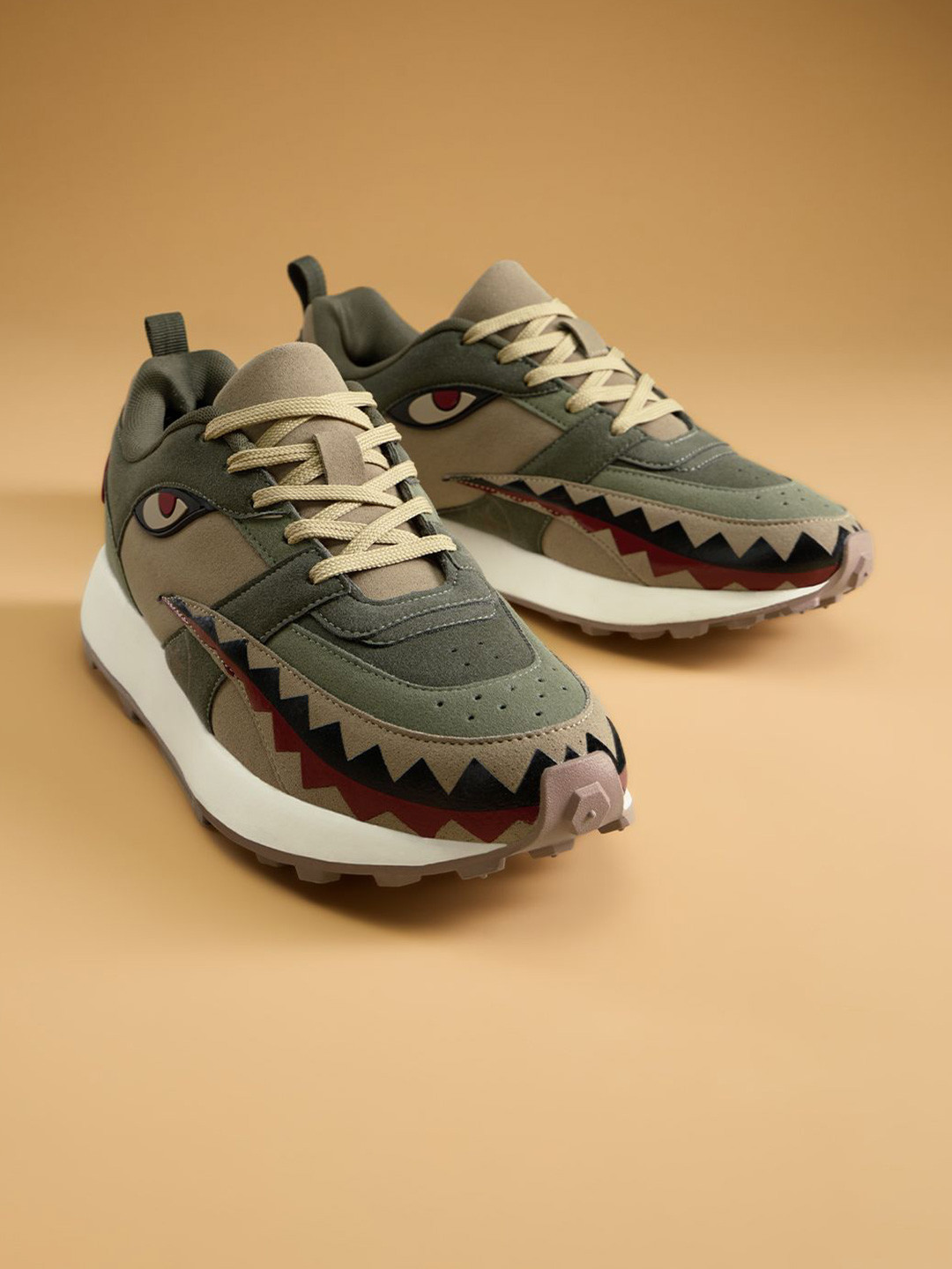 The Souled Store Warhead Men Perforations Lace Ups Suede Sneakers