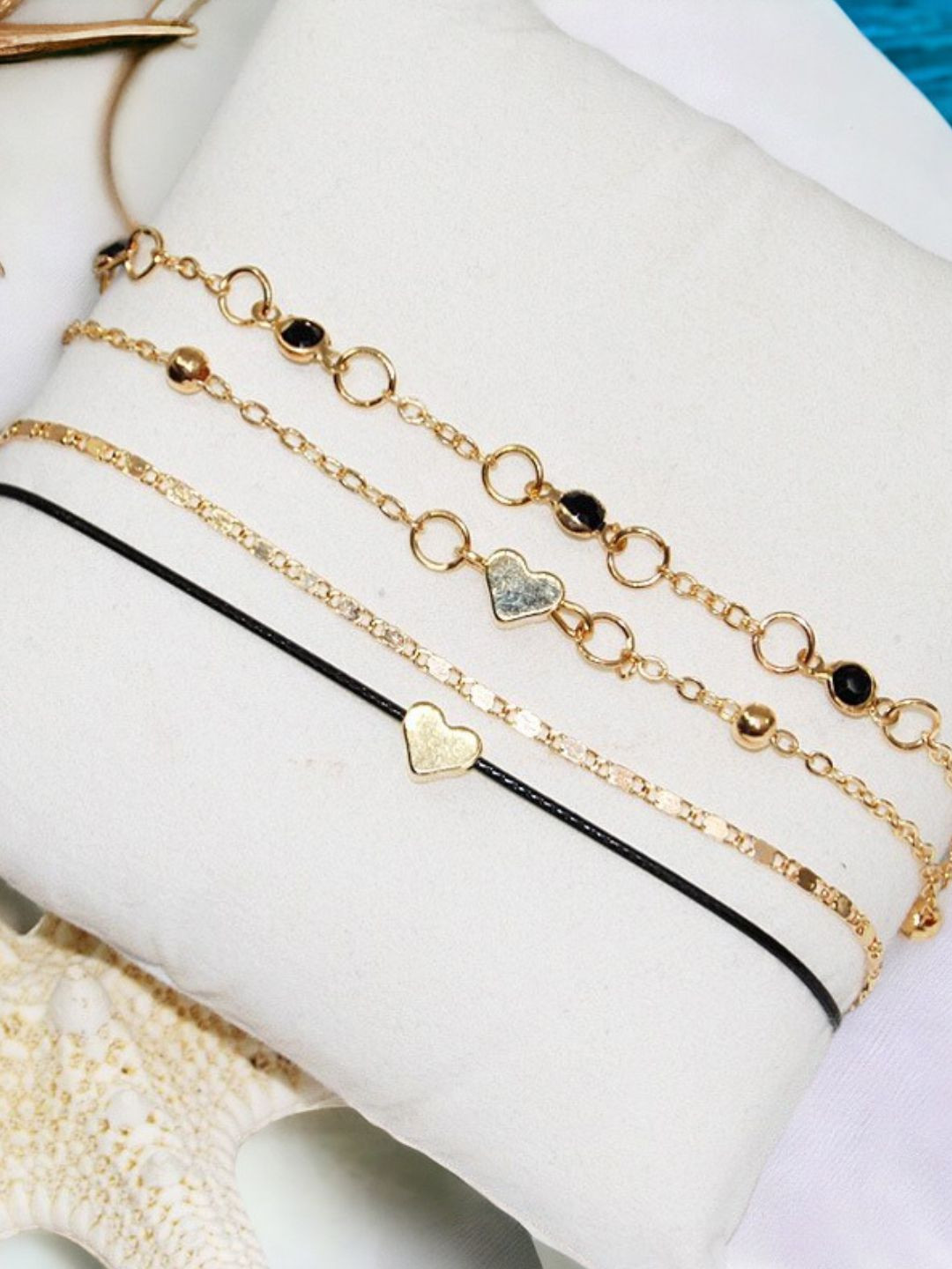 DressBerry Women Pack Of 4 Delicate Anklet