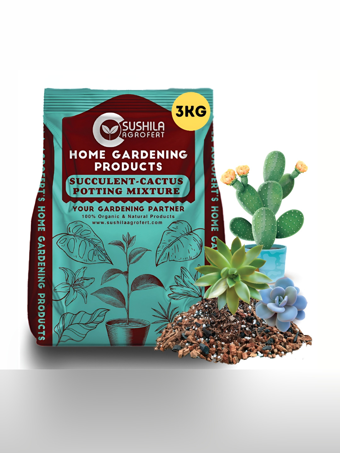 SUSHILA AGROFERT Brown 100% Organic & Natural Succulent Garden Accessories - 3 Kg