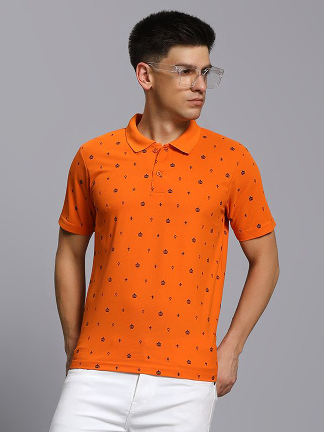 TIMBER HITCH Conversational Printed Polo Collar Cotton T-shirt