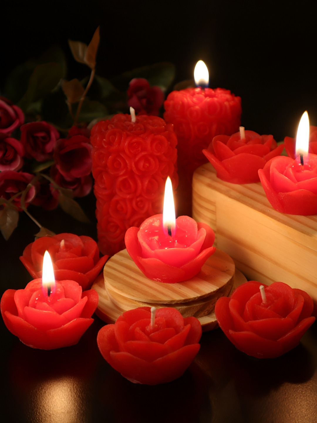 Shraddha Creation Floating Home Decor 10Pcs Coconut Vanilla Solid Flower Regular Candles