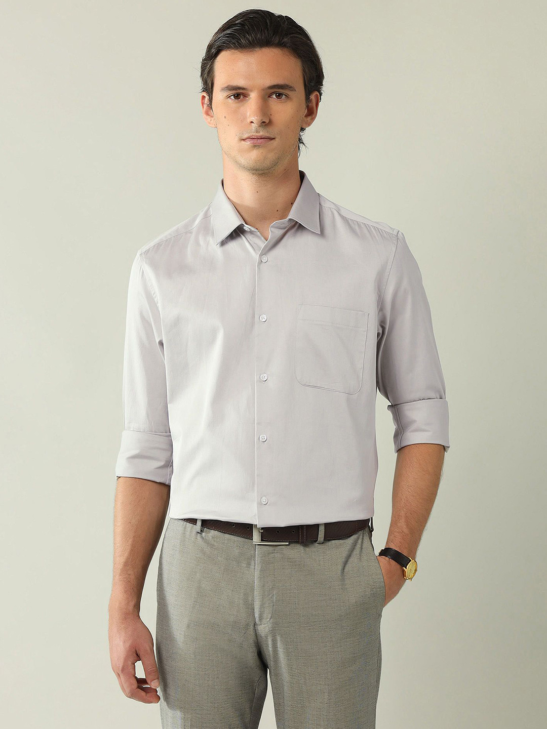 AD By Arvind Men Classic Satin Formal Shirt