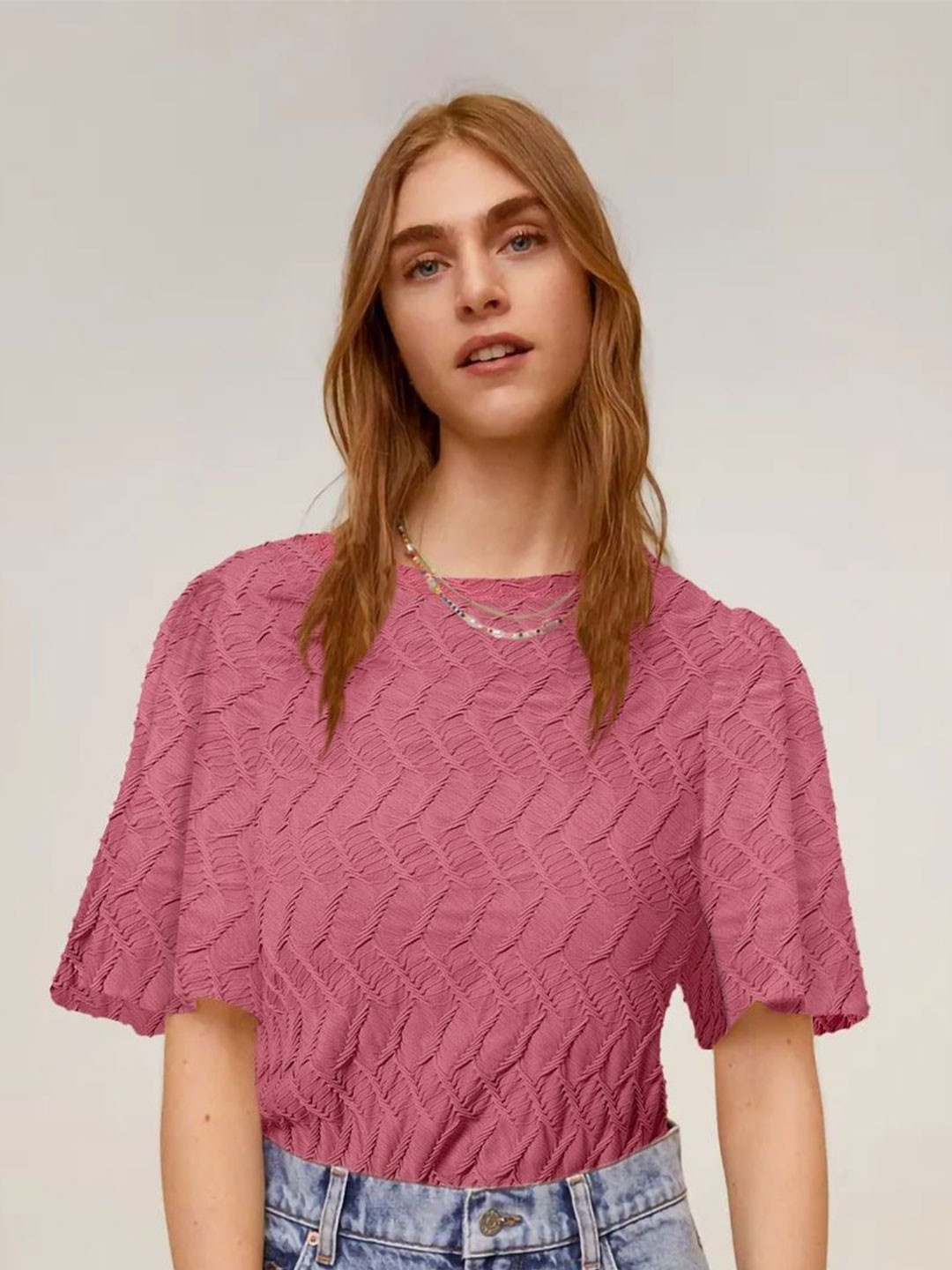 The Dry State Women Self Design Round Neck Top