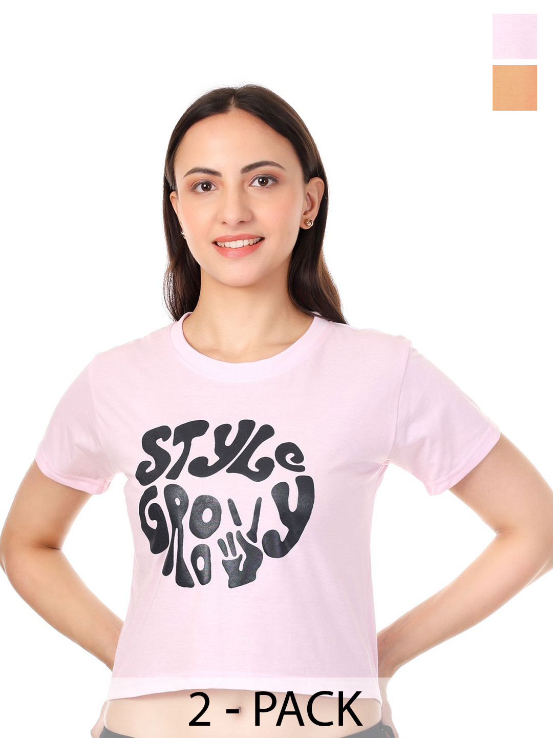 LOVO Women Typography Print Cotton Regule Fit Tshirts
