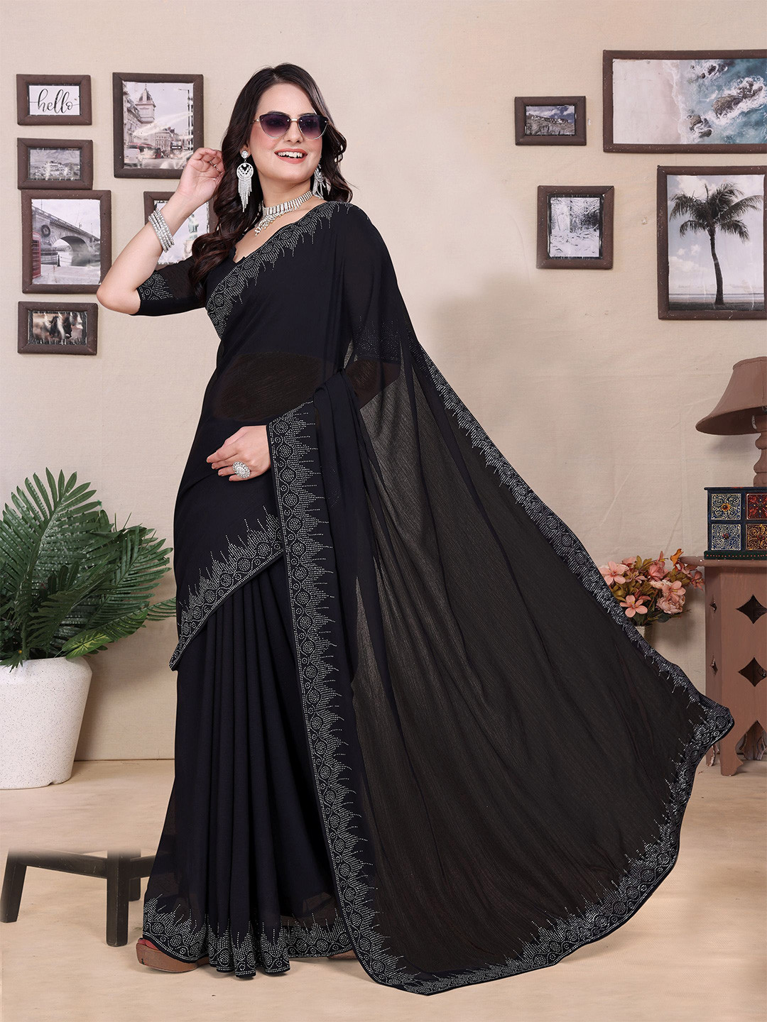 Sadika Beads and Stones Heavy Work Saree