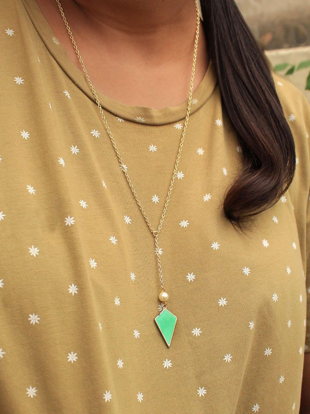 BeAbhika Gold-Plated Dainty Y-Necklace