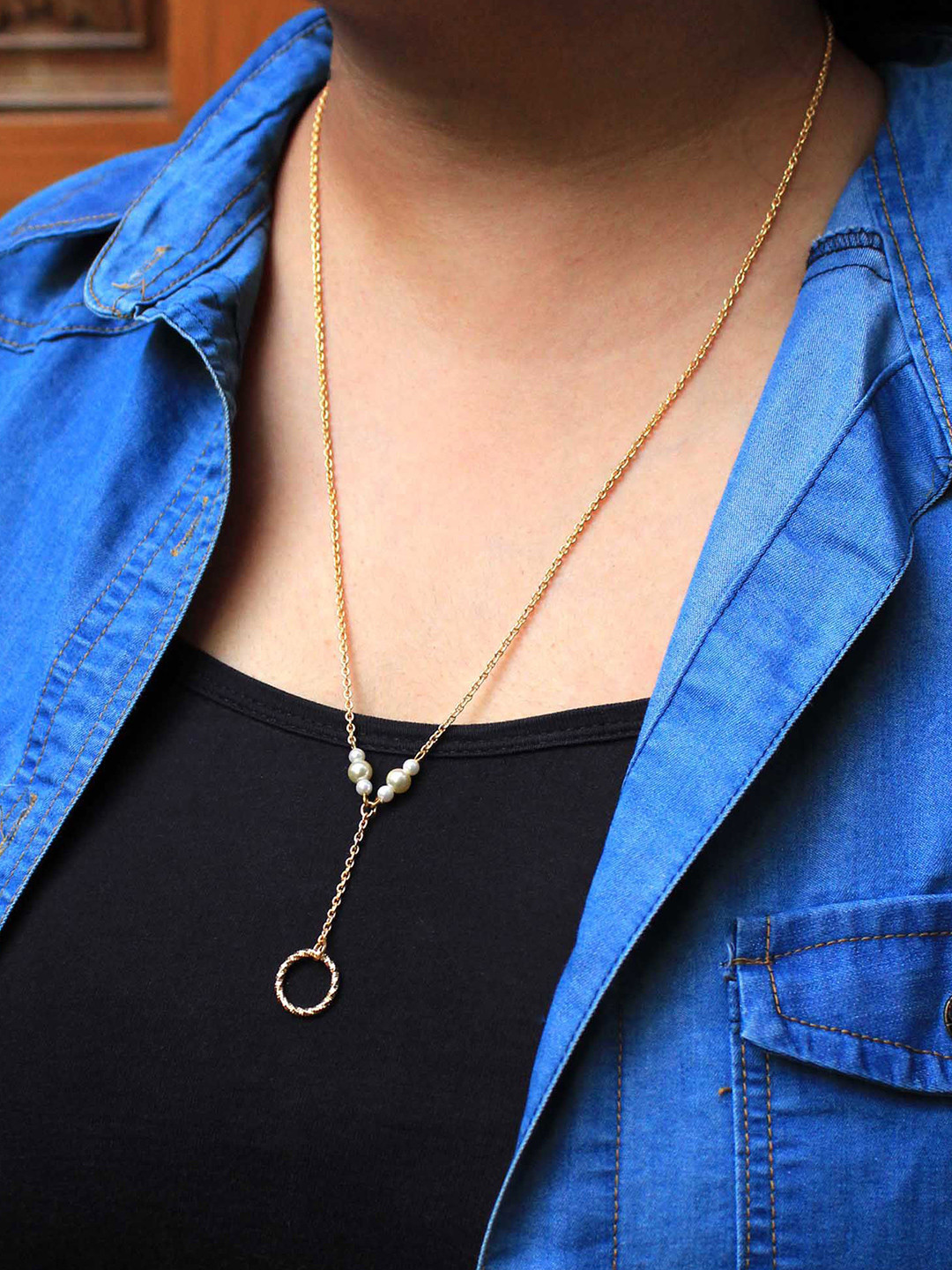 BeAbhika Women Lariat Necklace With A Ring Drop