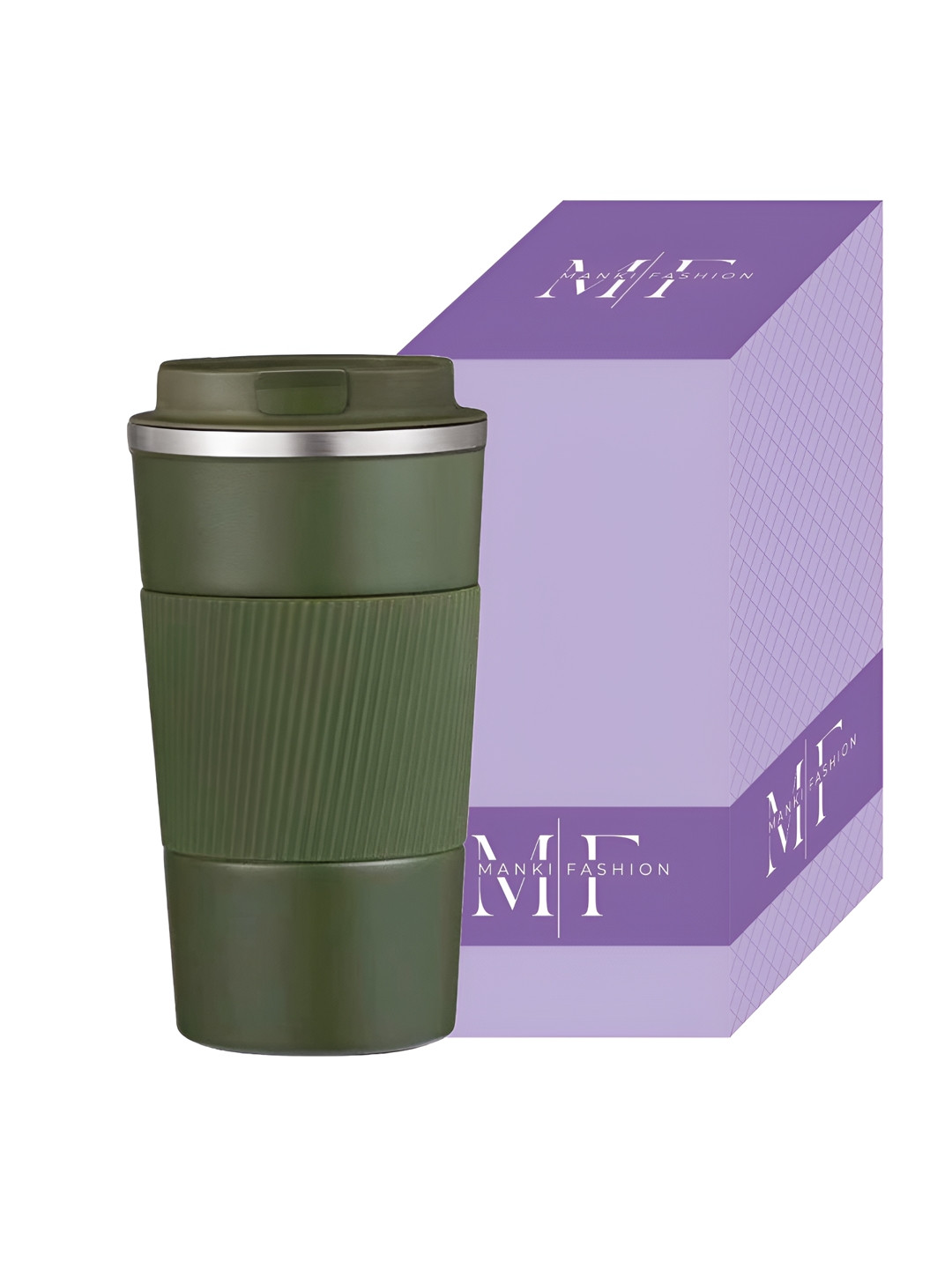 MANKI FASHION Floral Lace Green Textured Stainless Steel Dishwasher Safe Mug-510ml