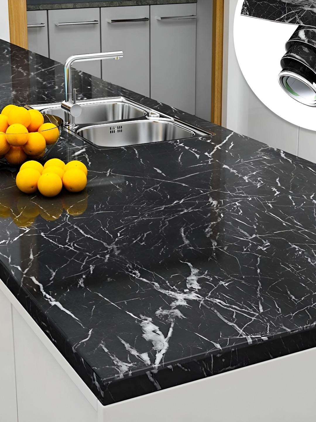 INDIAN ROYALS Black Marble Peel & Stick  Printed Self-Adhesive & Durable Wall Sticker