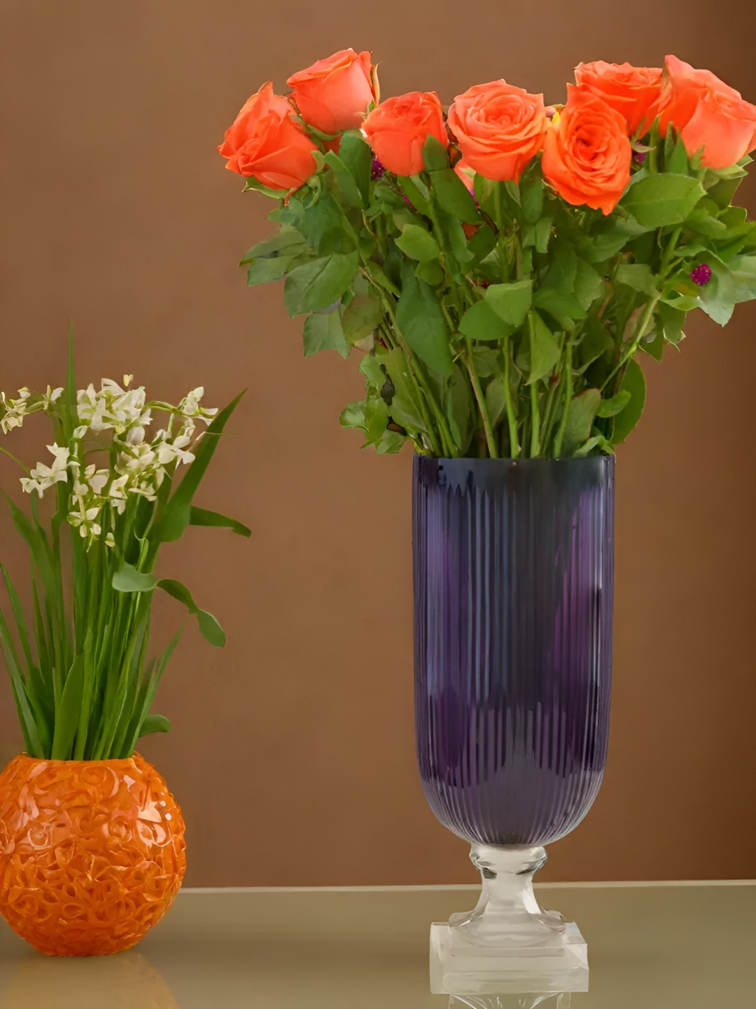 SITARRA LIVING Twilight Purple Textured GlassVase