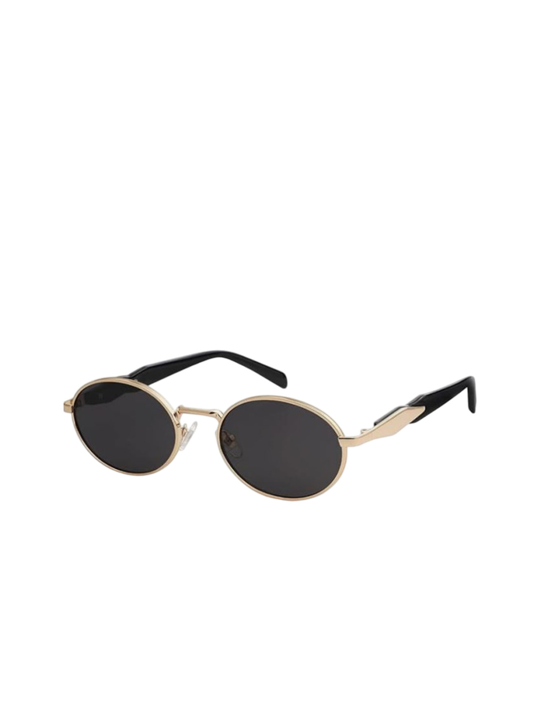 SPADEACES Unisex Black & Gold-Toned Retro Oval Sunglasses - SpadeAces 6120