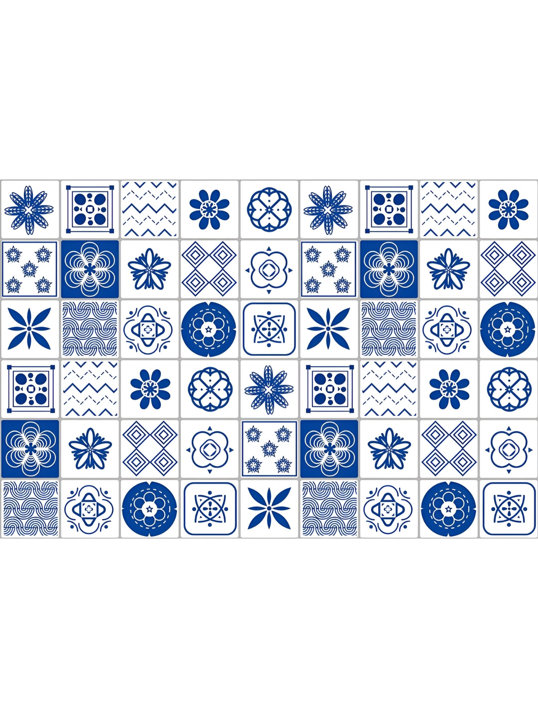 INDIAN ROYALS White & Blue Small Square Printed Self-Adhesive & Durable Wall Sticker