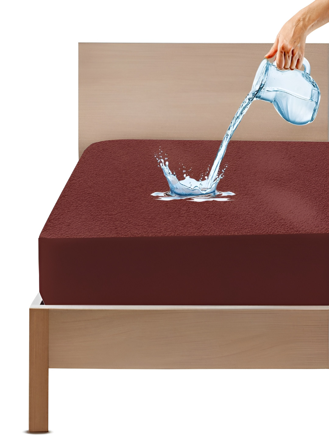 Mattress Protector Coffee Brown Terry Water Resistant Mattress Protector