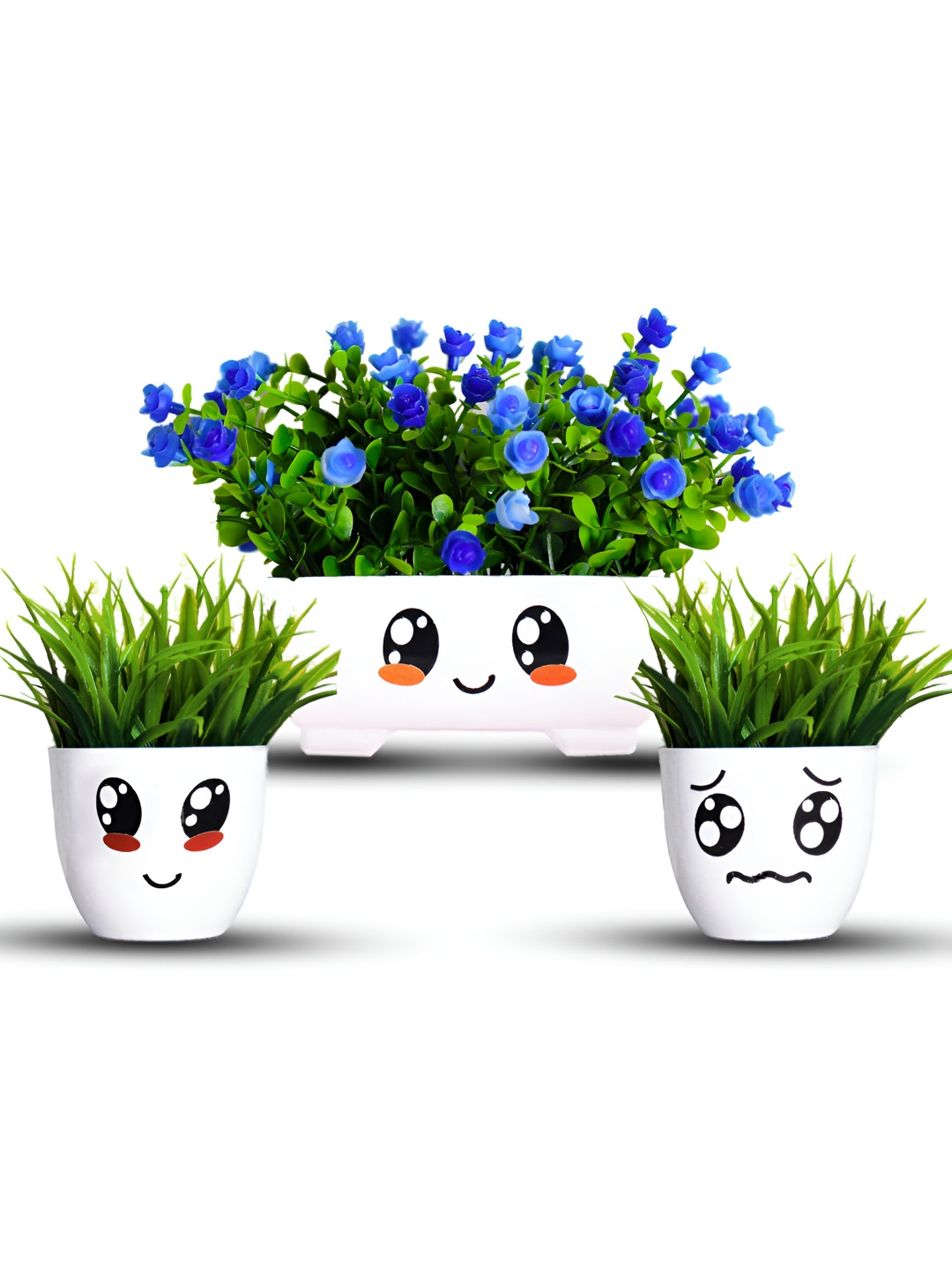 Asharya Blue & Green Hanging Artificial Plant With Pot