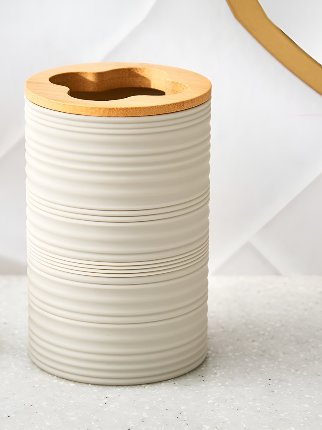 Home Centre Beige & Off White Striped Taupe Tooth Brush Plastic