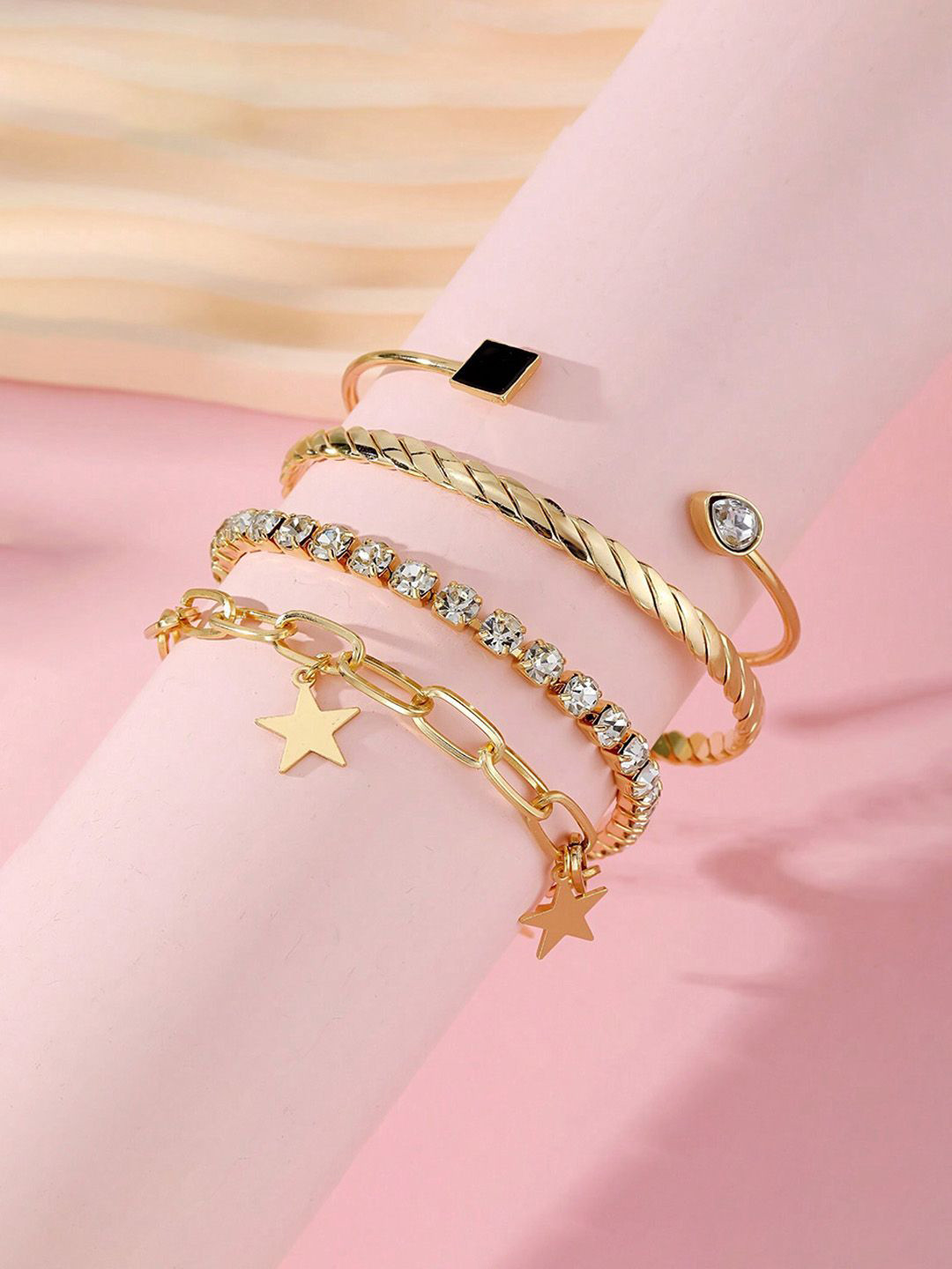 GOLDIWALA Women 4 Gold-Plated Bangle-Style Bracelet