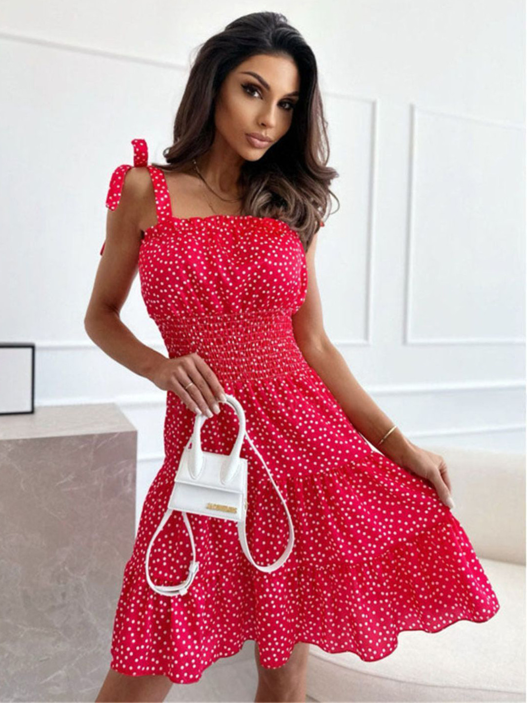 The Roadster Lifestyle Co Polka Dot Printed Waist Slimming Dress