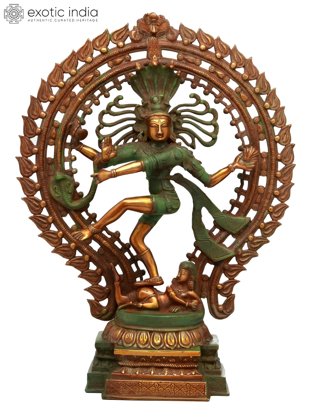 Exotic India Green & Gold-Toned Religious Lord Shiva as Nataraja Idol Showpiece